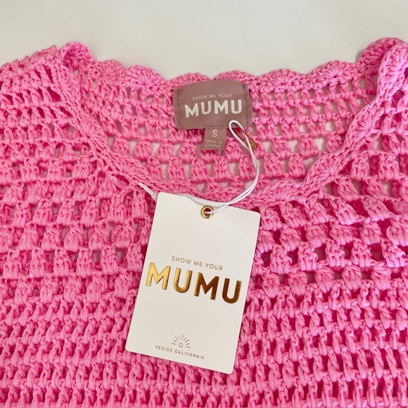 NWT Show Me Your Mumu Paula Pullover Crochet Knit Coverup Bubblegum Pink Small - Picture 13 of 15